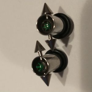 Pair of 0 gauge stainless steel brand new tunnels with spinning balls